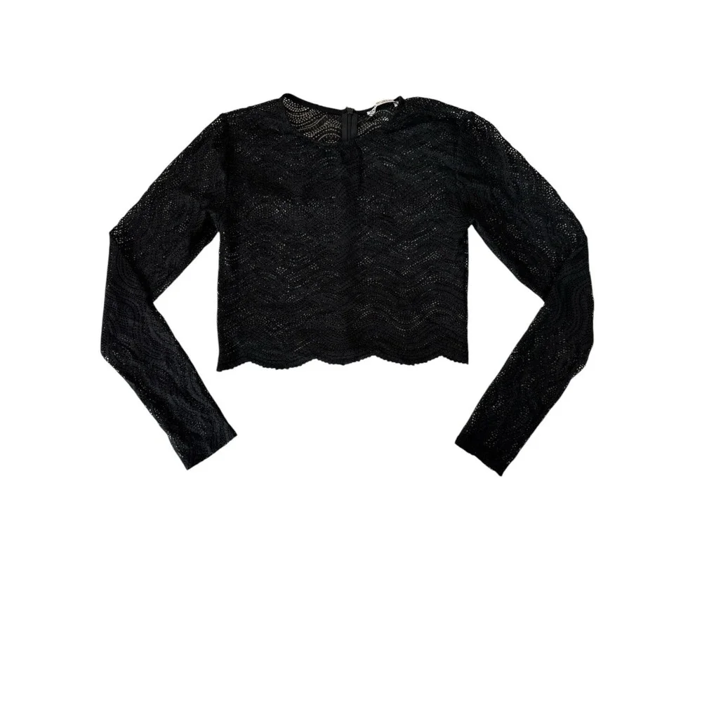 Zara Crop Top Womens Small Black‎ Dark Romantic Whimsygoth Witchy Boho Lace Goth